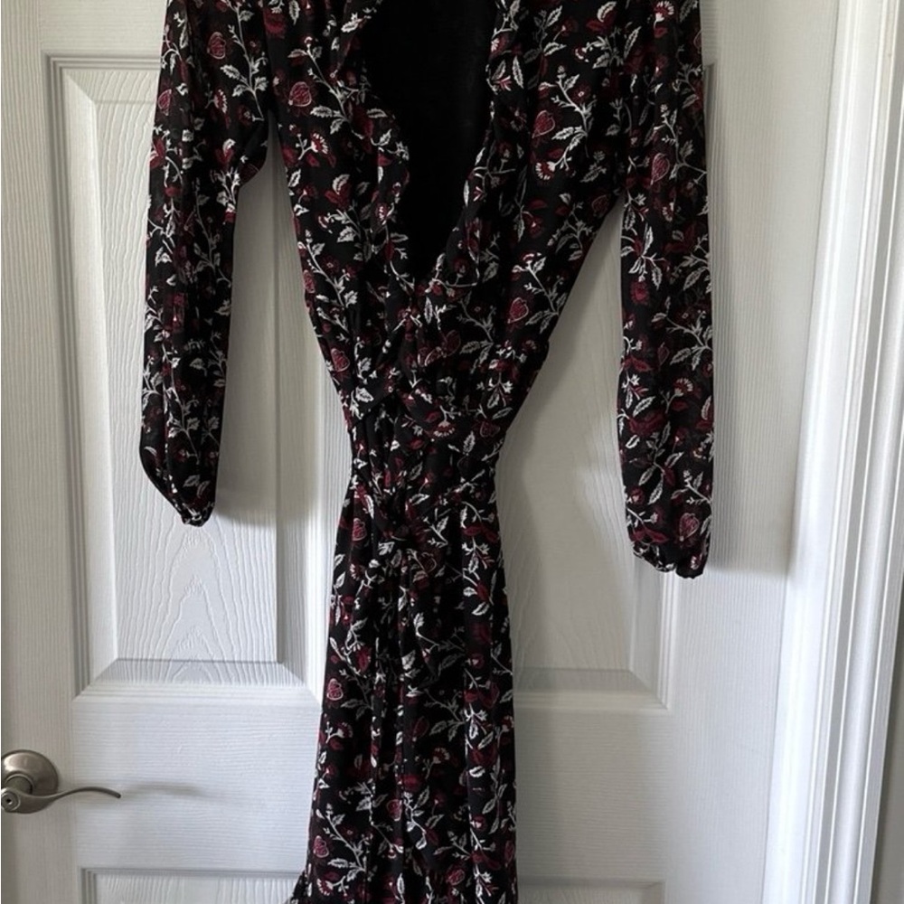 Michael Kors Black and Pink Long Sleeve Wrap Dress